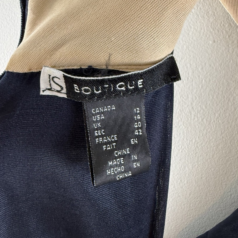 Navy Gown Sz 12 Beaded Neck Keyhole Halter Maxi Prom Formal Dress JS Boutique - Picture 10 of 14